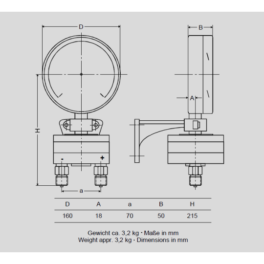 ĐỒNG HỒ ĐO ÁP SUẤT DẠNG CHÊNH ÁP SCHMIERER MODEL DKU160